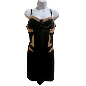 XOXO Black and Tan very sexy Satin dress